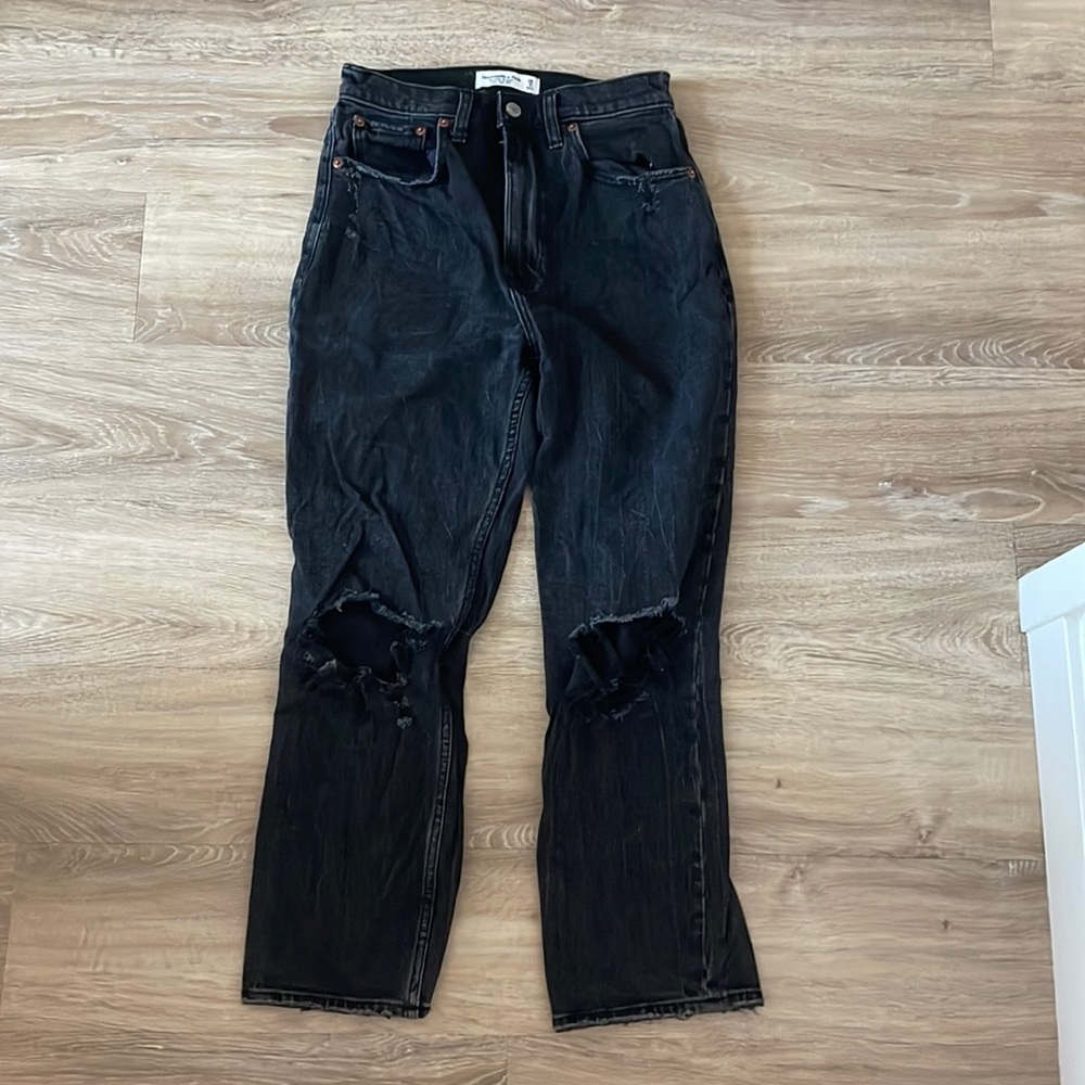 A&F Ankle Straight Ultra High Rise Jeans